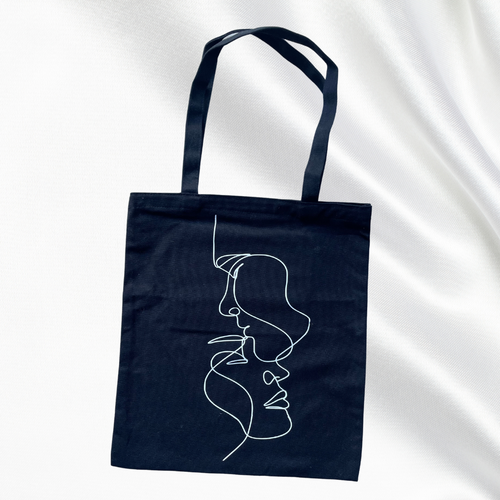 D U O  Line art tote bag - Witte Art