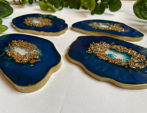 Coasters Geode Blue - Witte Art