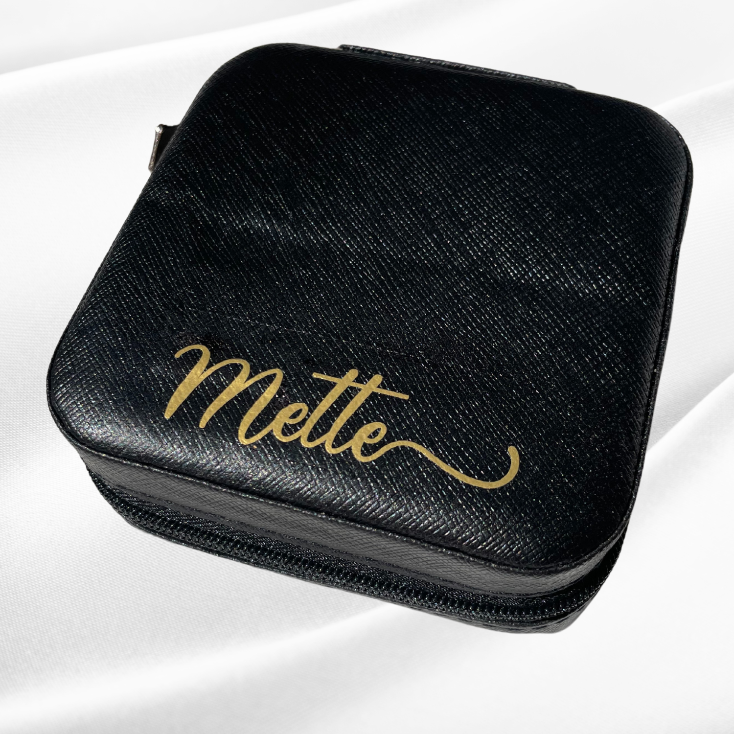 Personalized Travel jewelry box with name - Black - Witte Art