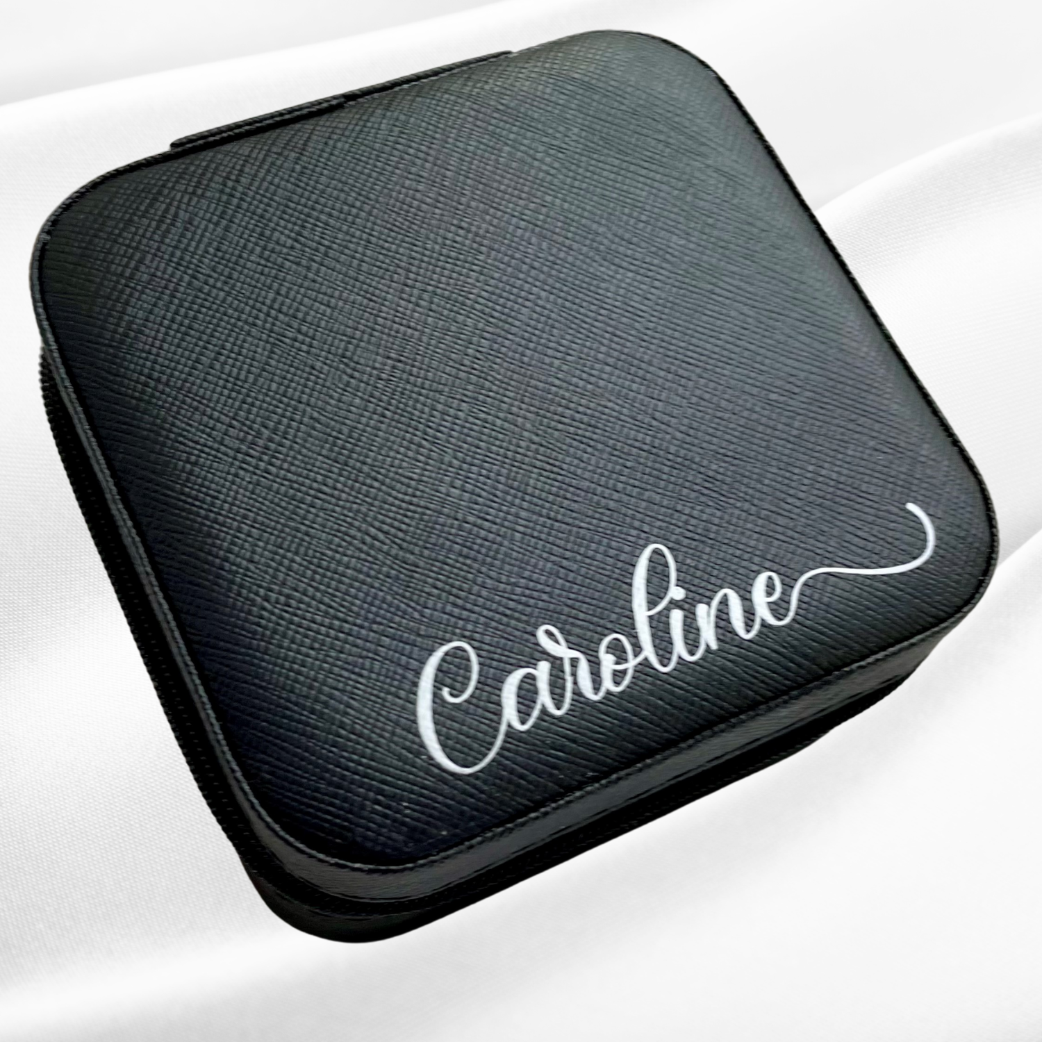 Personalized Travel jewelry box with name - Black - Witte Art