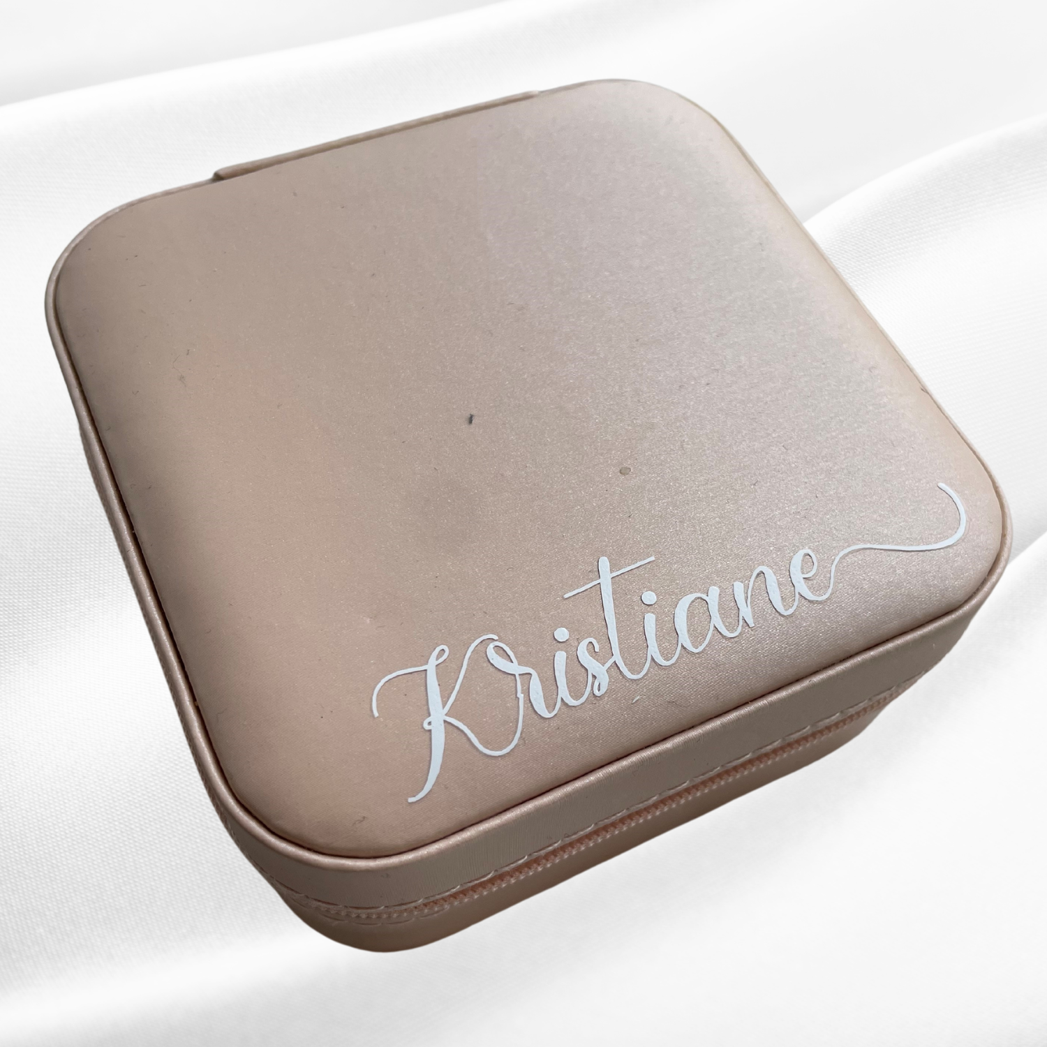 Personalized Travel jewelry box with name - Pink - Witte Art