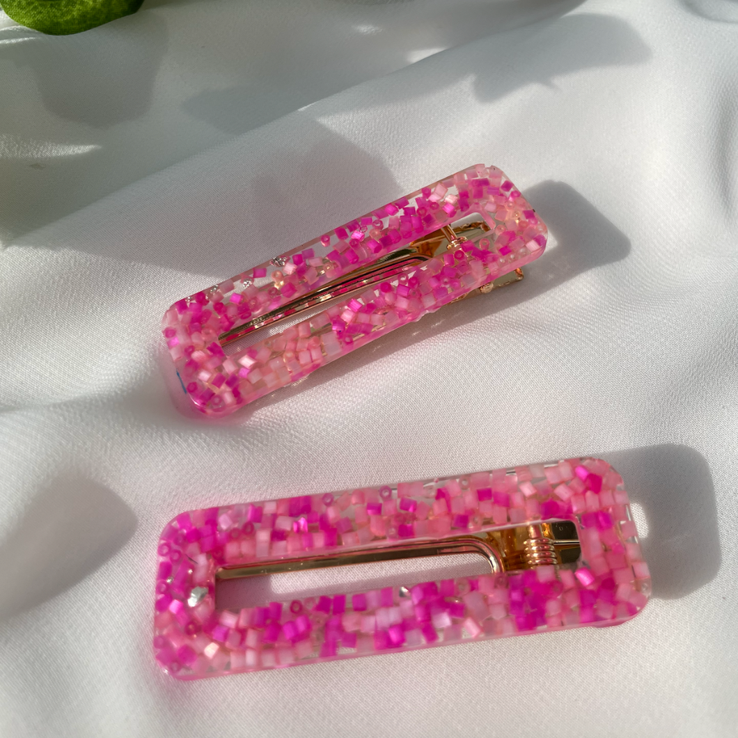 A M Y  Hair clips Hot Pink - Witte Art