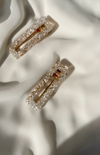 A M Y  Hair clips Gold and White - Witte Art