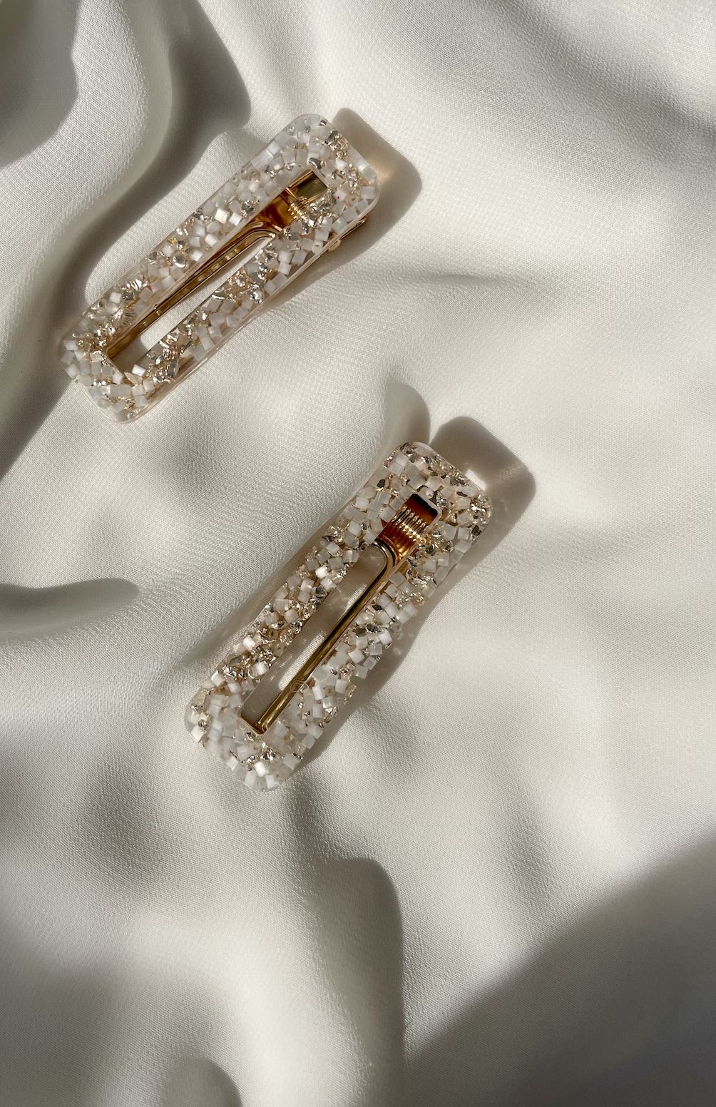 A M Y  Hair clips Gold and White - Witte Art