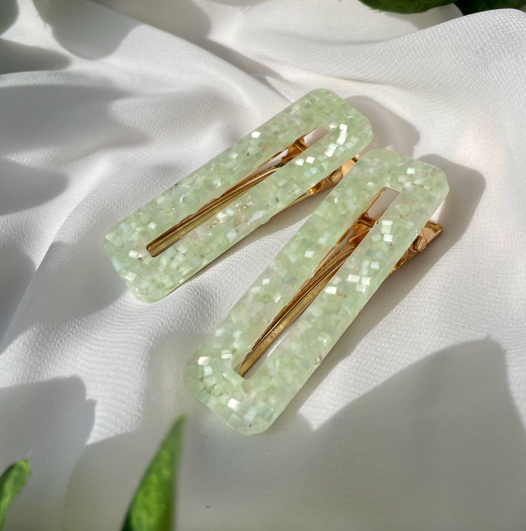 A M Y  Hair clips Mint Green - Witte Art