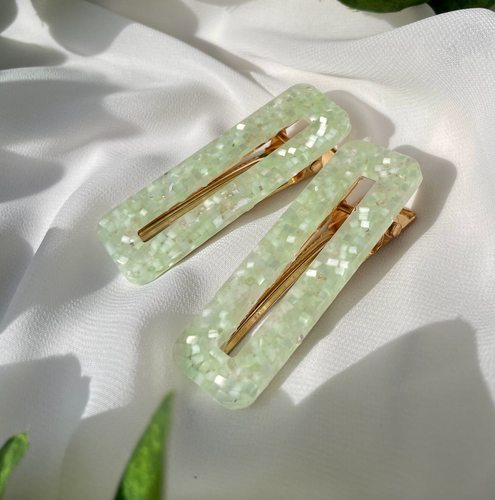 A M Y  Hair clips Mint Green - Witte Art