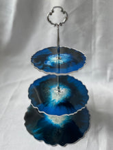 Load image into Gallery viewer, T R A Y Three tier tray blue and silver - Witte Art
