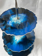 Load image into Gallery viewer, T R A Y Three tier tray blue and silver - Witte Art
