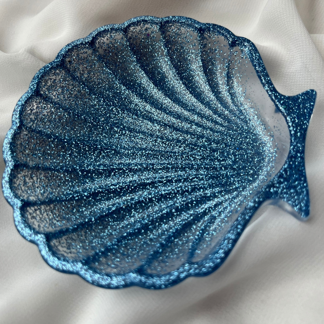 Shell tray Blue Glitter - Witte Art