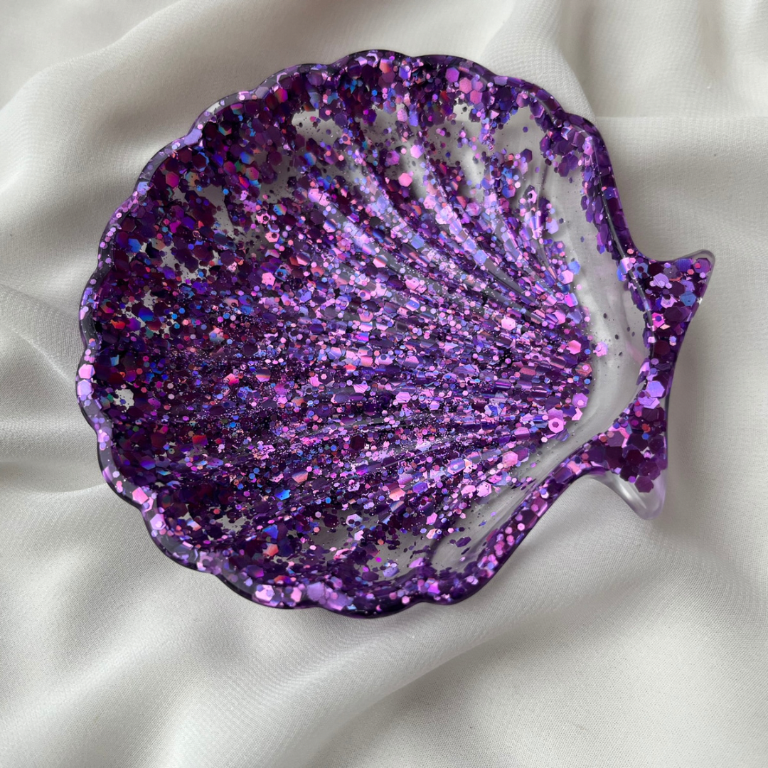 Shell tray Purple Glitter - Witte Art