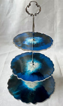 Load image into Gallery viewer, T R A Y Three tier tray blue and silver - Witte Art
