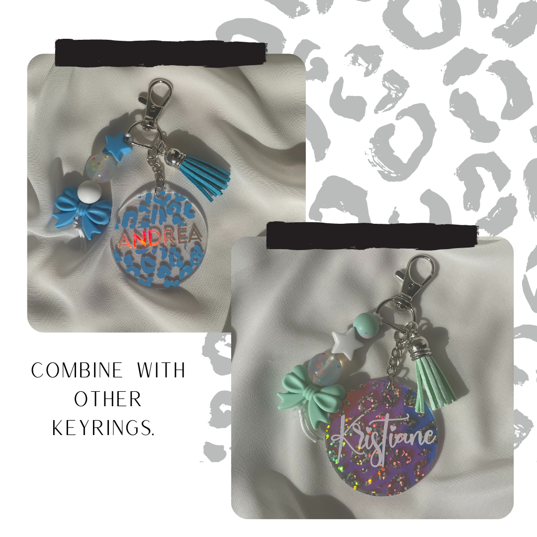 H A L L I E Holographic Leopard keyring - Witte Art