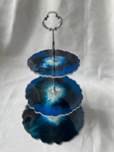 Load image into Gallery viewer, T R A Y Three tier tray blue and silver - Witte Art
