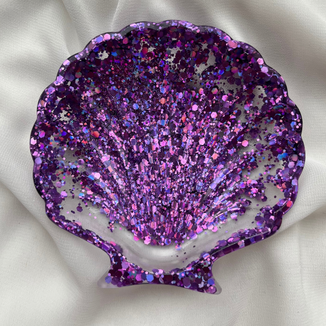 Shell tray Purple Glitter - Witte Art