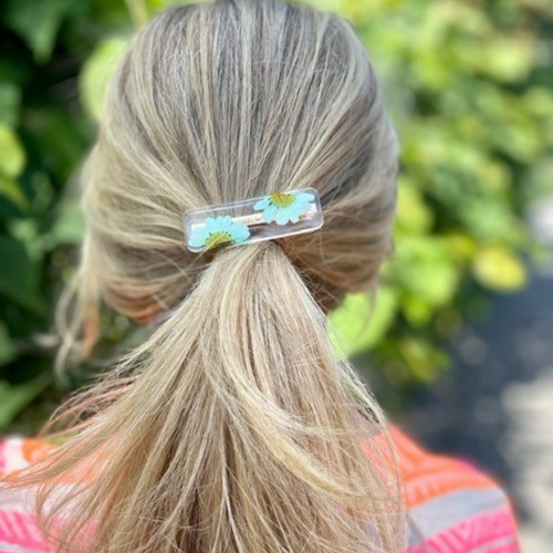 F L O R A   Real flower hair clips Blue petal - Witte Art