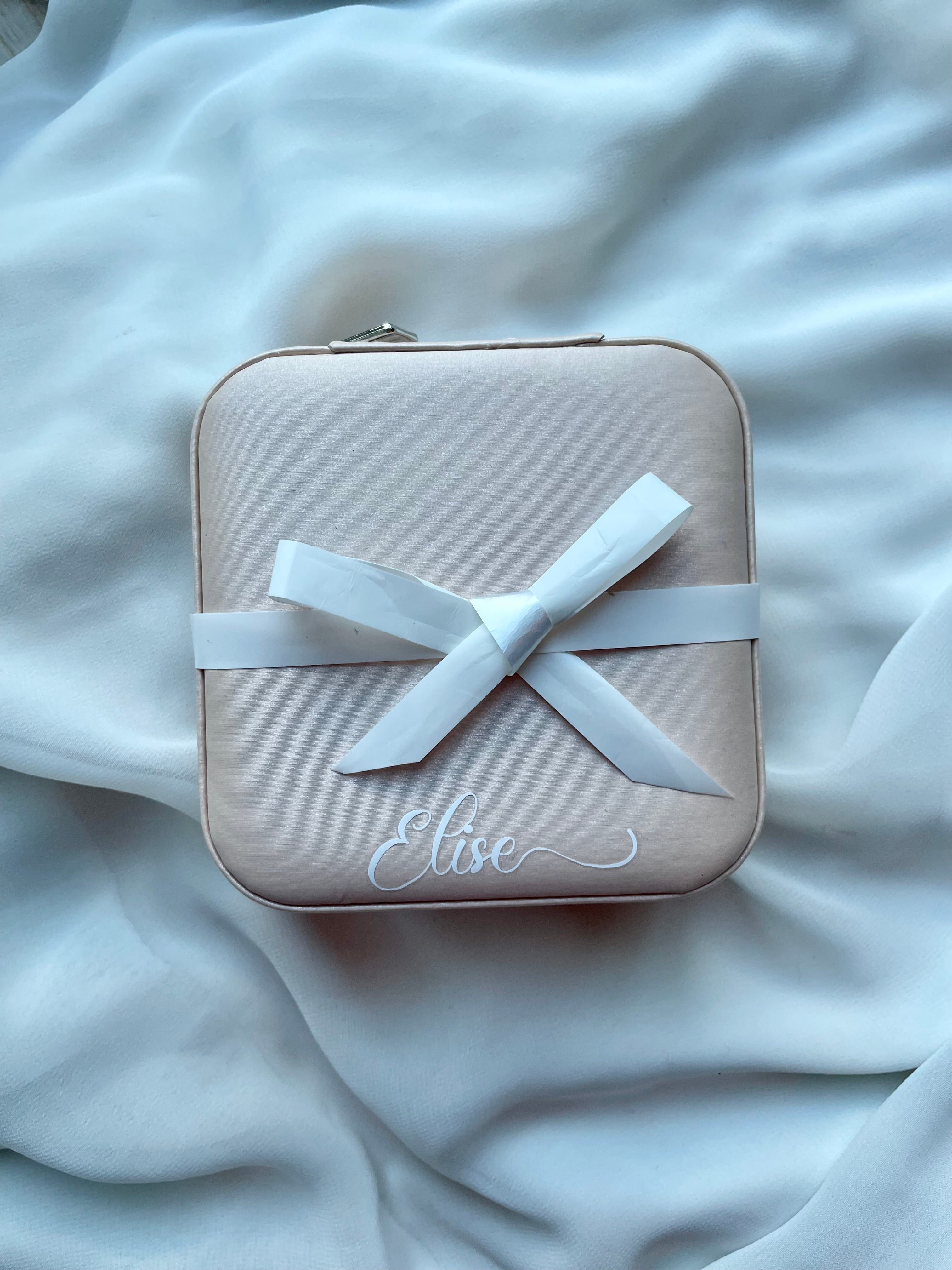 Personalized Travel jewelry box with name - Pink - Witte Art