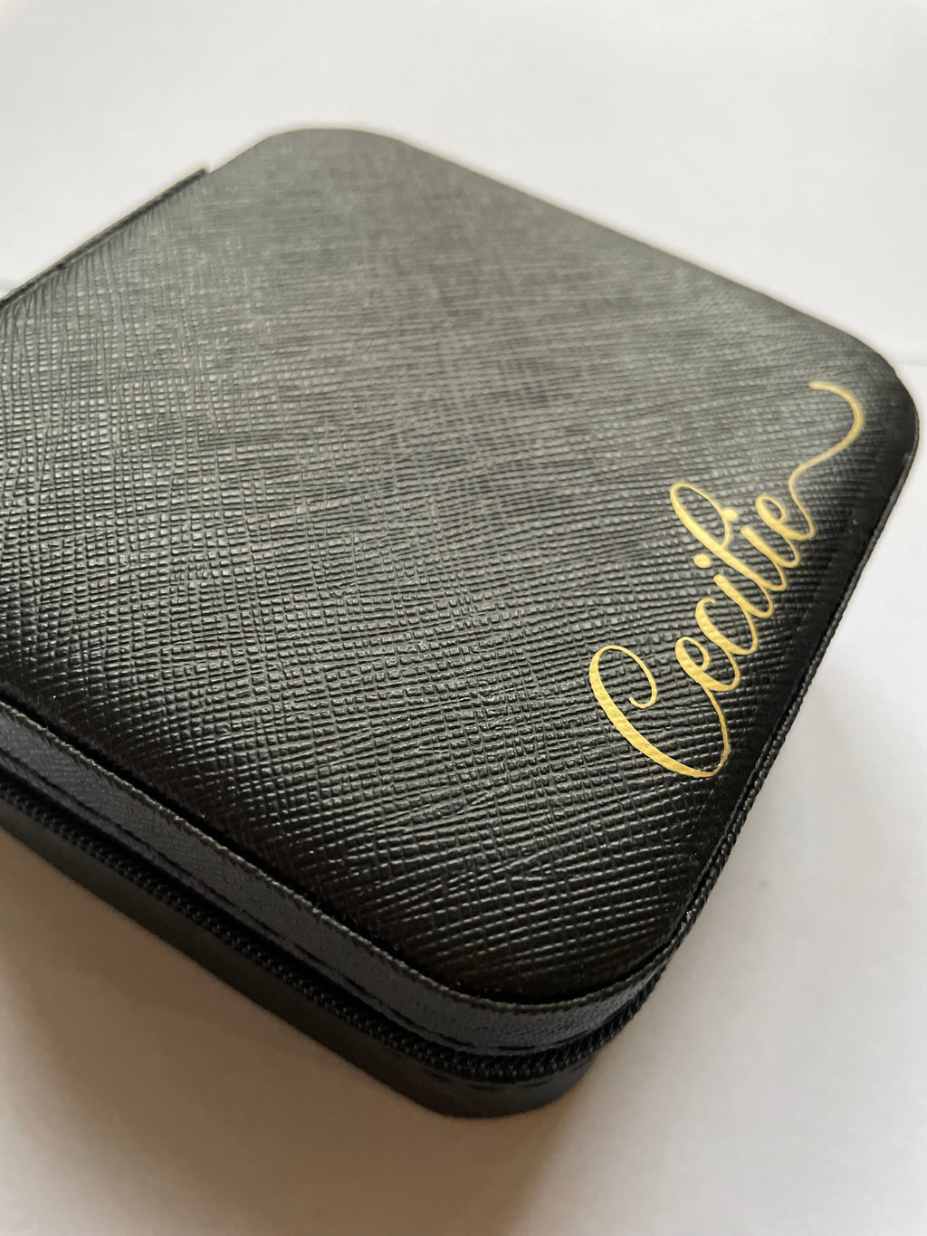 Personalized Travel jewelry box with name - Black - Witte Art