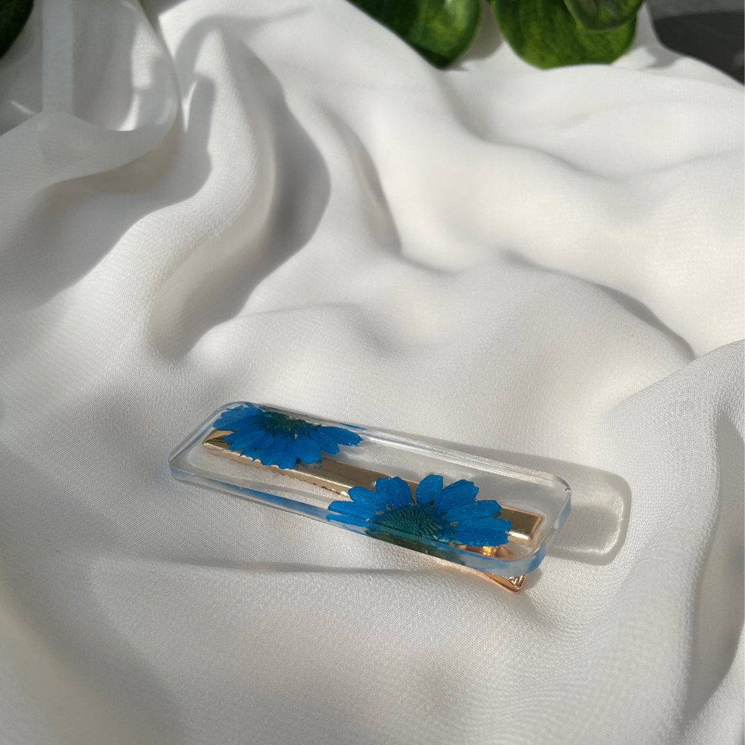 F L O R A   Real flower hair clips Blue - Witte Art