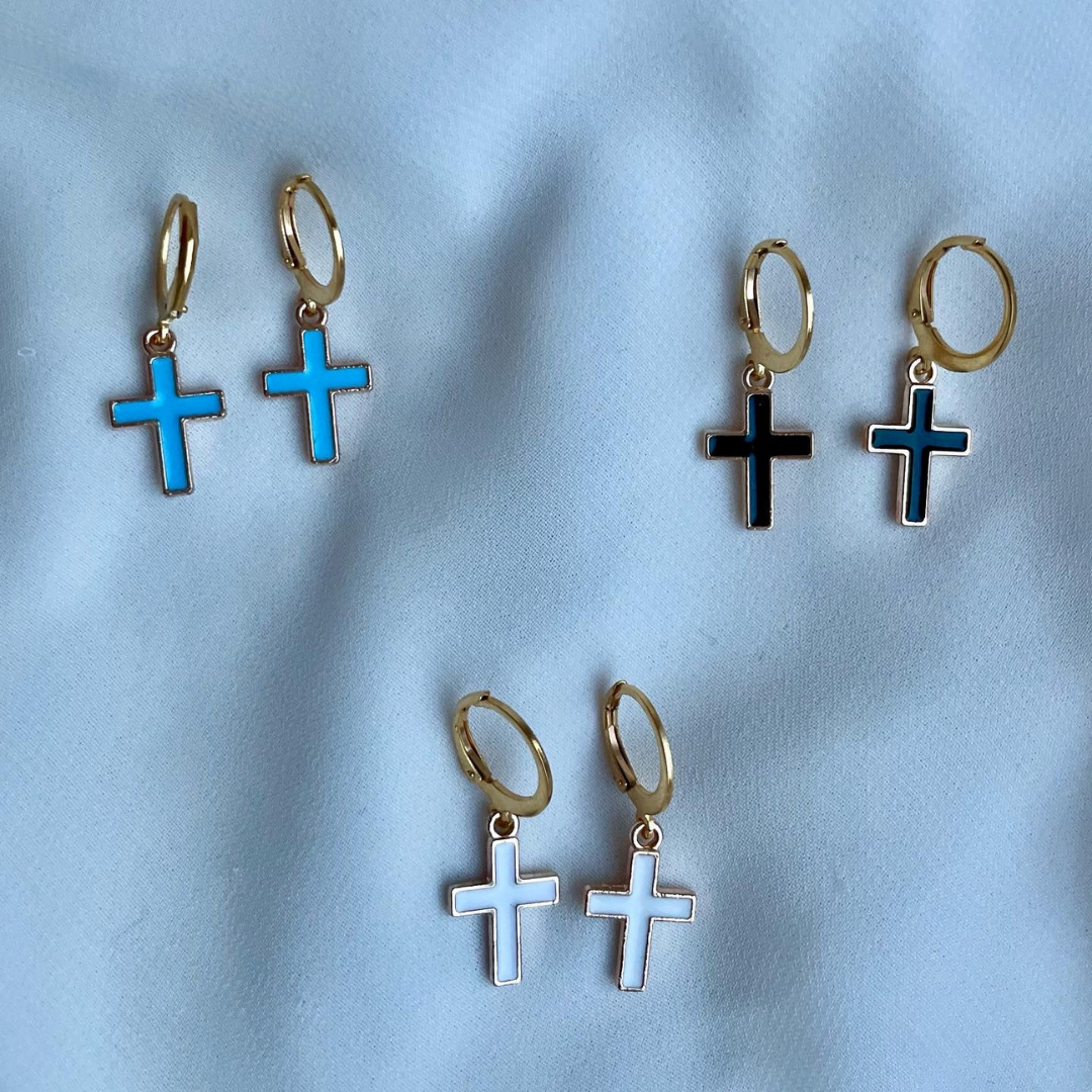C R O S S Hoop earrings - Witte Art