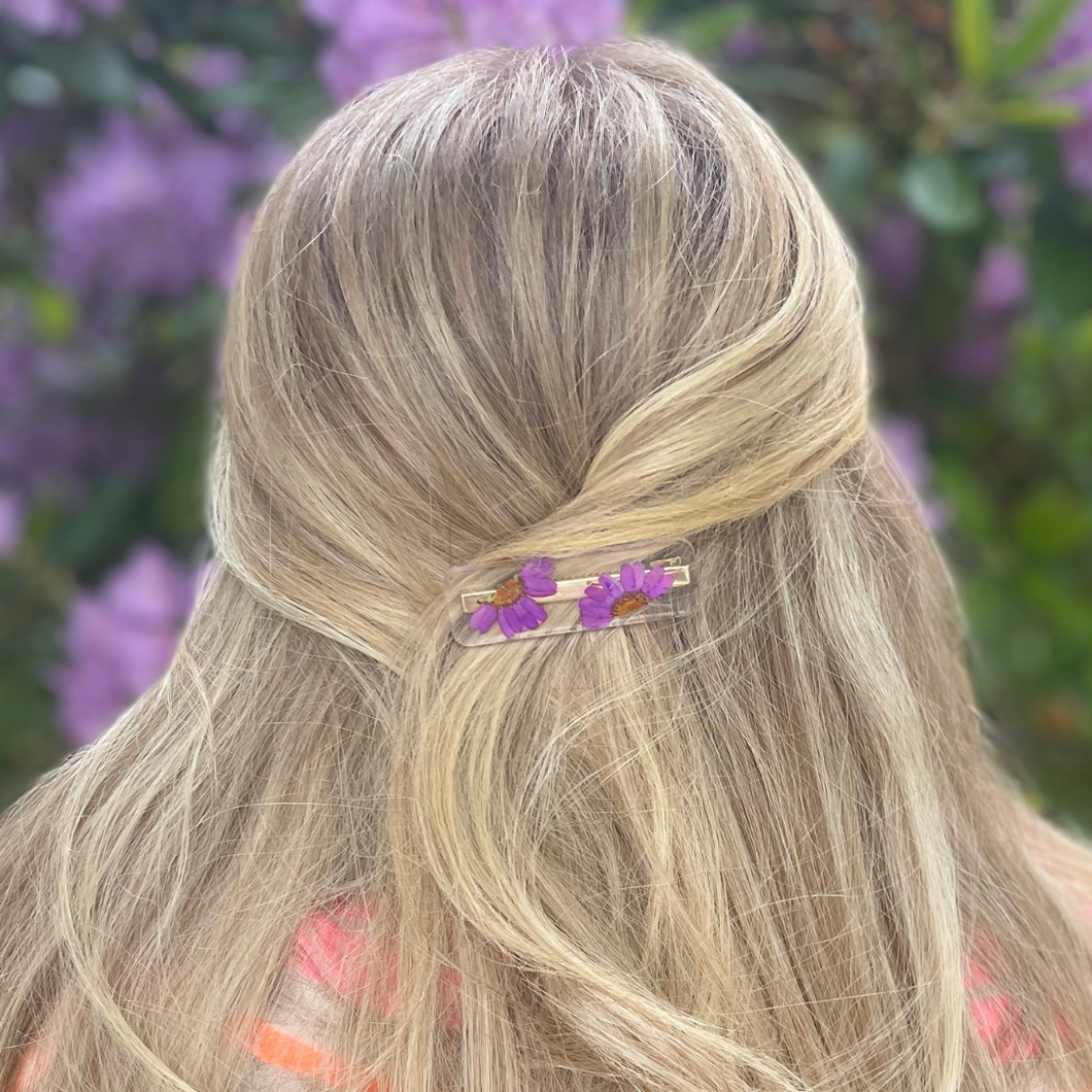 F L O R A   Real flower hair clips Purple - Witte Art