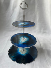 Load image into Gallery viewer, T R A Y Three tier tray blue and silver - Witte Art
