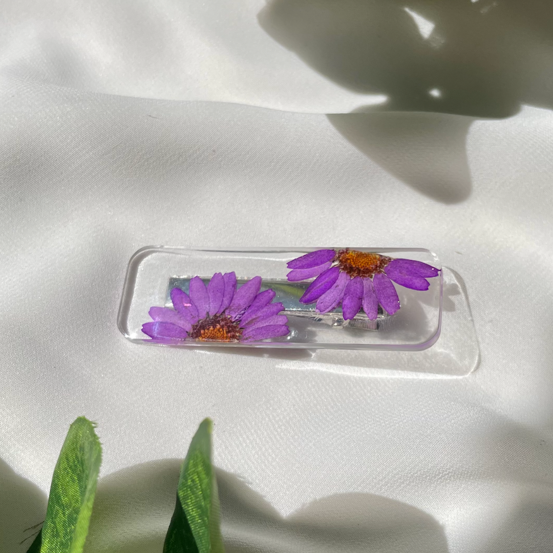 F L O R A   Real flower hair clips Purple - Witte Art