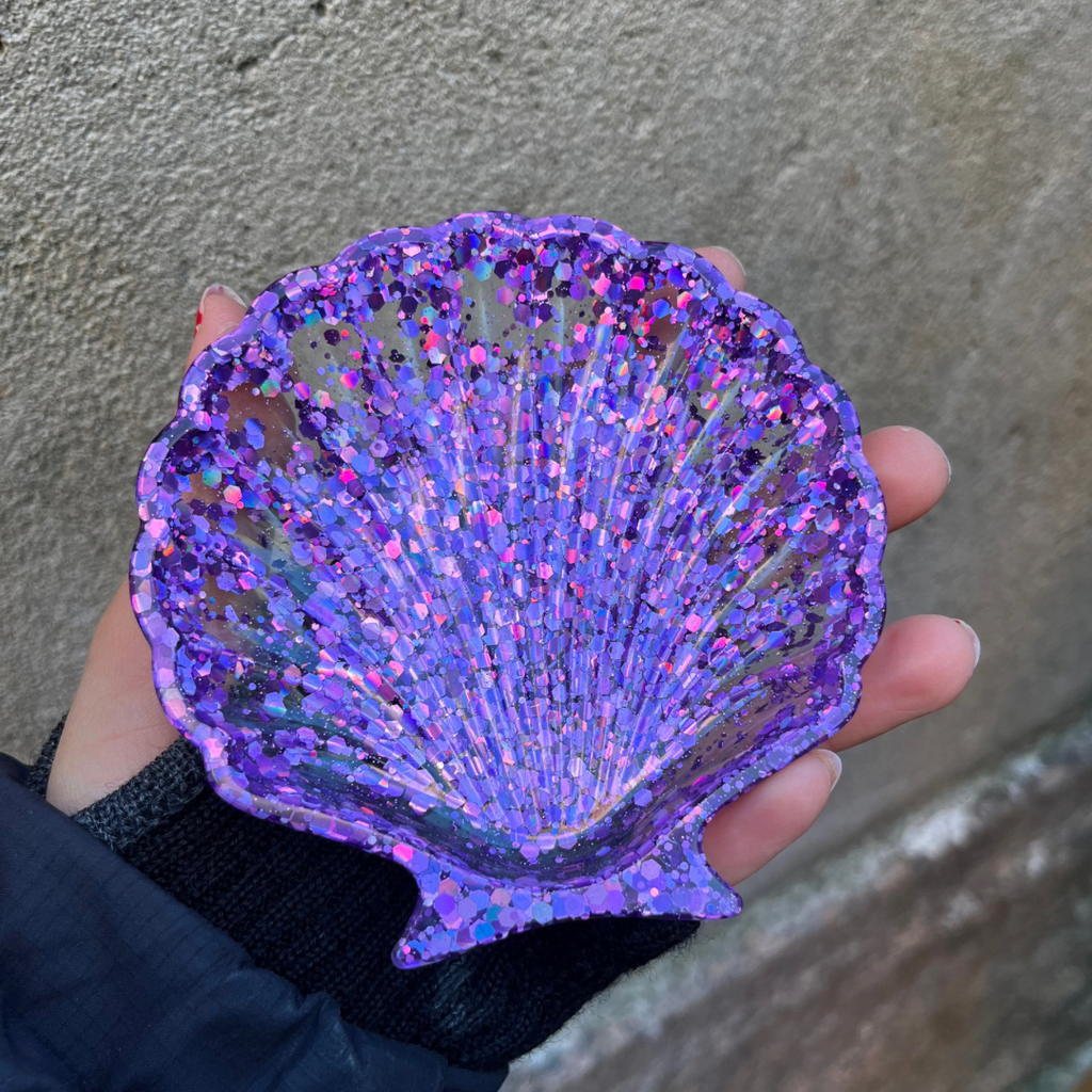 Shell tray Purple Glitter - Witte Art