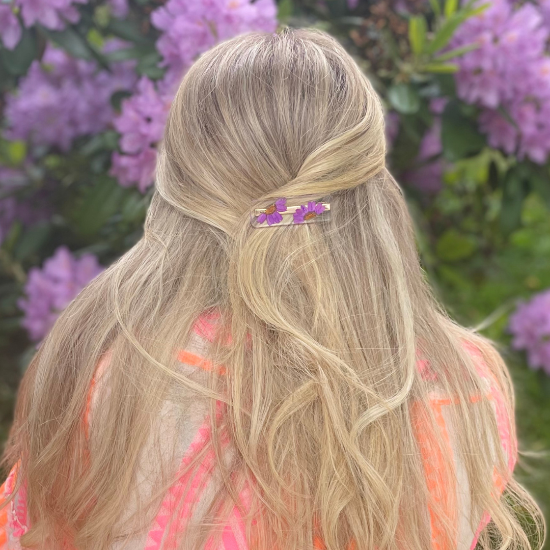 F L O R A   Real flower hair clips Purple - Witte Art