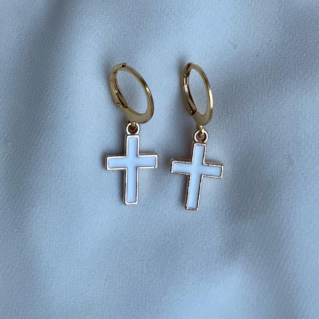 C R O S S Hoop earrings - Witte Art