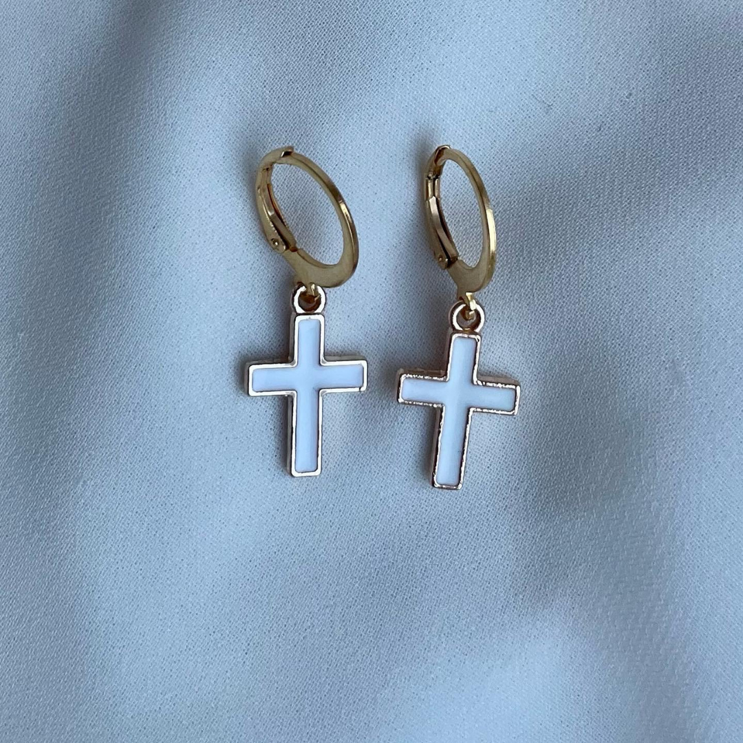 C R O S S Hoop earrings - Witte Art