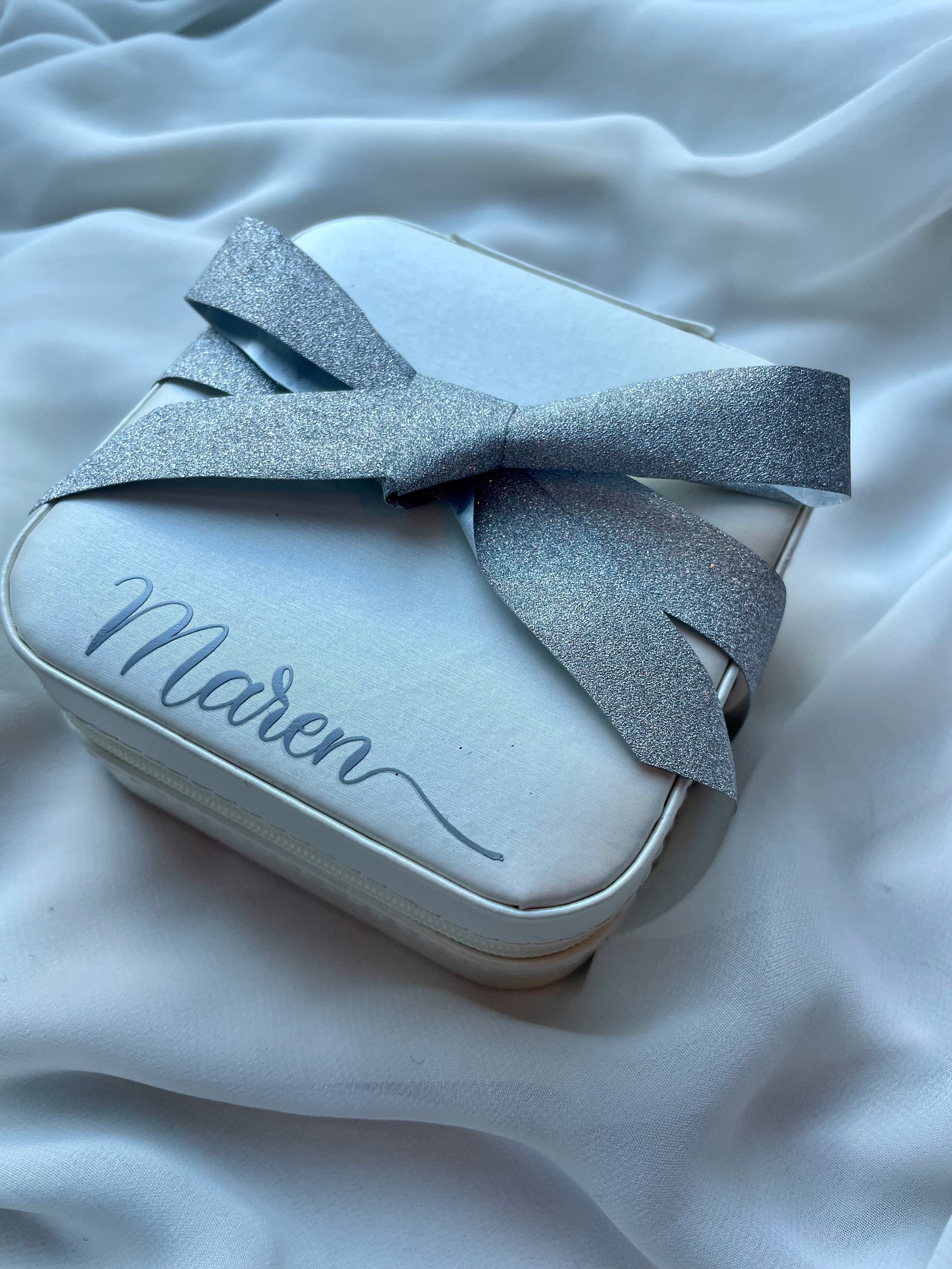 Personalized Travel jewelry box with name - White - Witte Art